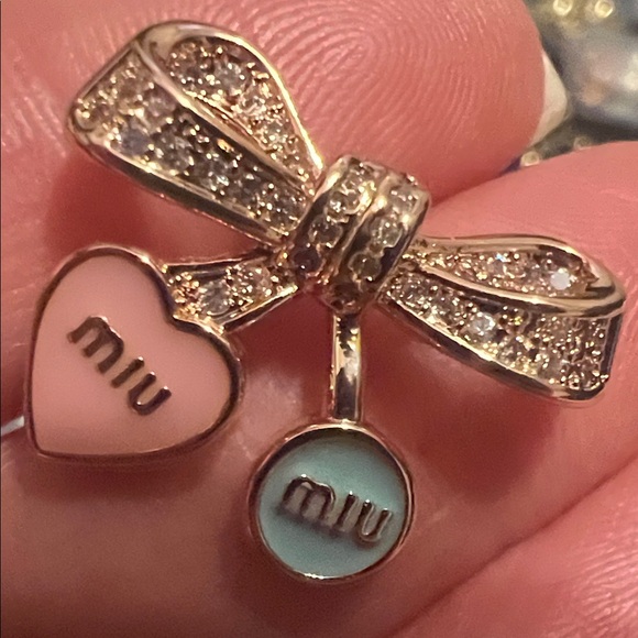 Elegant Pink and Blue Bow Earrings - Picture 6 of 7